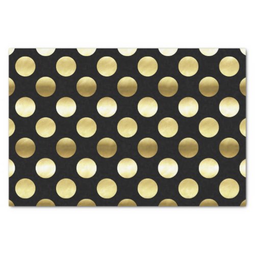 Classy Gold Foil Polka Dots Black Tissue Paper