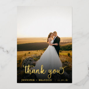 Classy Gold foil Script overlayed thank you Holiday Card