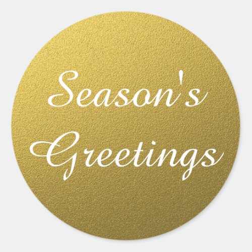 Classy Gold Foil Seasons Greetings Christmas Classic Round Sticker