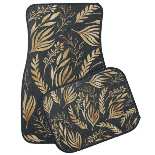 Classy Gold Foliage Botanical Gray Design Car Floor Mat