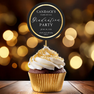 Classy Gold Frame Minimalist Graduation Party Classic Round Sticker