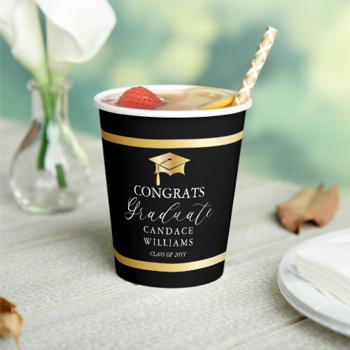 Classy Gold Frame Minimalist Graduation Party  Paper Cups