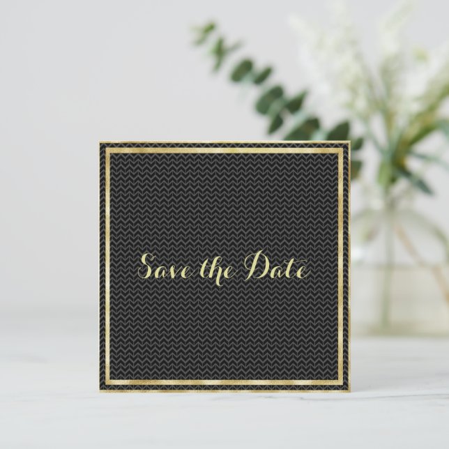 Classy Gold Frame Save The Date (Standing Front)
