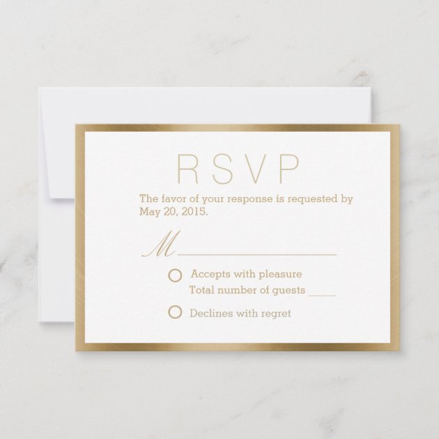 Classy Gold Framed Wedding Response Invitations