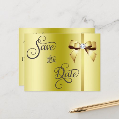 Classy Gold  Gem Wedding Save The Date Postcard