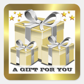 Classy Gold Gift Box Gift for You Square Sticker