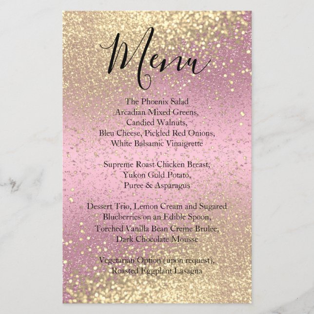 Classy Gold Glitter and  Pink - Menu (Front)