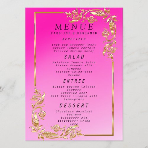 Classy Gold Glitter and Pink _ Menu