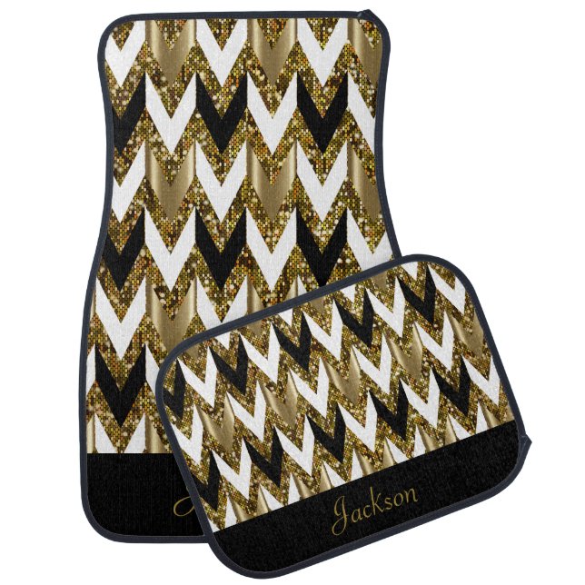 Classy Gold Glitter Arrows  Car Floor Mat (Set)