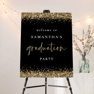 Classy Gold Glitter Black Welcome Graduation Party Foam Board