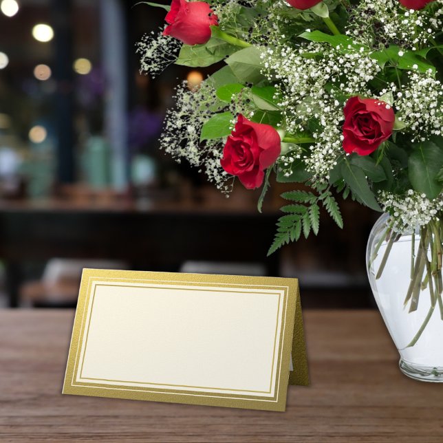 Classy Gold Glitter Border Anniversary  Blank Place Card (Creator Uploaded)