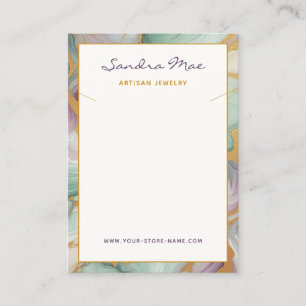 Classy Gold Glitter Marble Jewelry Display Card