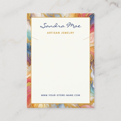 Classy Gold Glitter Marble Jewelry Display Card
