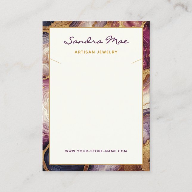 Classy Gold Glitter Marble Jewelry Display Card (Front)