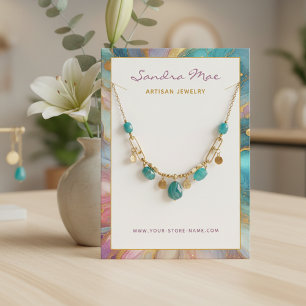 Classy Gold Glitter Marble Jewelry Display Card