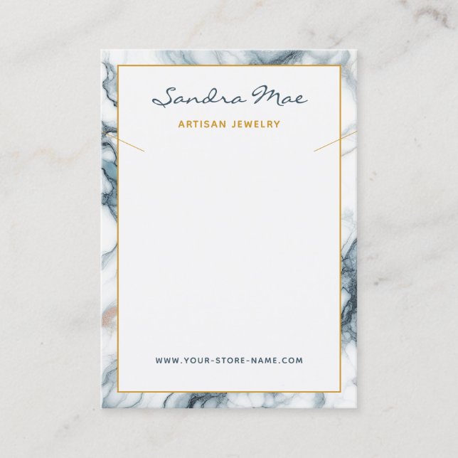 Classy Gold Glitter Marble Jewelry Display Card (Front)