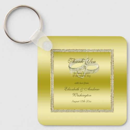 Classy Gold Glitter  Wedding Rings   Keychain