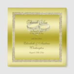 Classy Gold Glitter & Wedding Rings  Magnet<br><div class="desc">Beautiful stylish and very elegant wedding thank you favor magnet with a glamorous golden colored sparkly sequin border encased in a matching colored glitter frame printed on a pretty gold gradient background, in the background are two shiny wedding rings with diamond hearts decoration. A romantic design for your special day....</div>