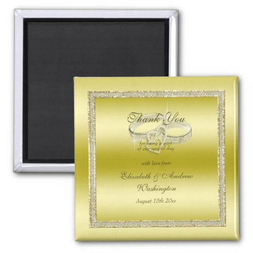 Classy Gold Glitter  Wedding Rings  Magnet