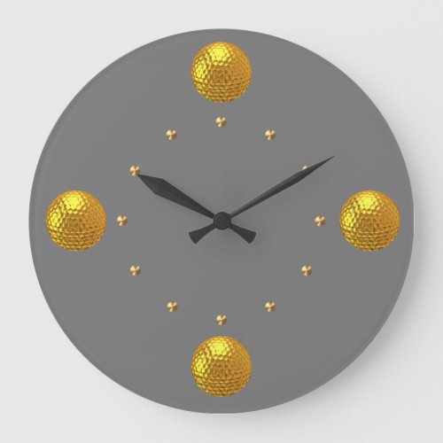 Classy Gold Golf Ball Design Wall Decor Large Clock