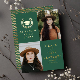 Classy Gold Graduation Photo Foil Invitation