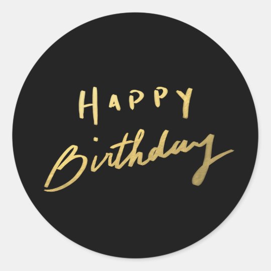 Classy Gold Happy Birthday Classic Round Sticker | Zazzle.com