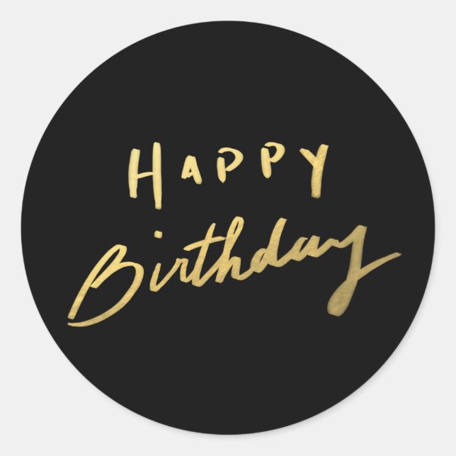 Classy Gold Happy Birthday Classic Round Sticker (Front)
