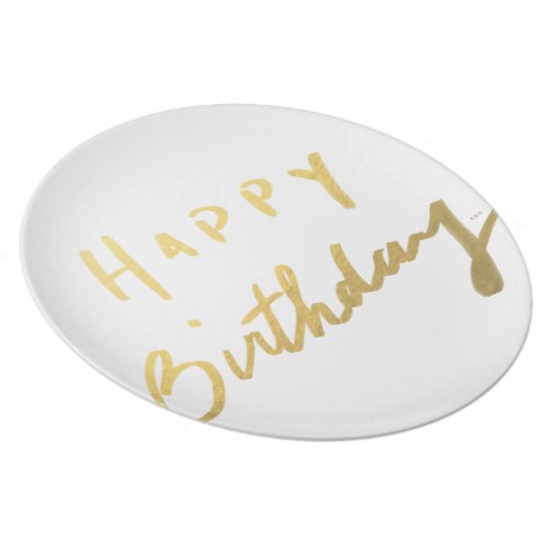 Classy Gold Happy Birthday Melamine Plate Zazzle