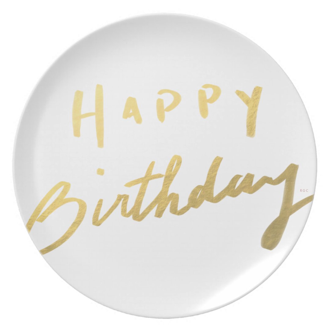 Classy Gold Happy Birthday Melamine Plate Zazzle