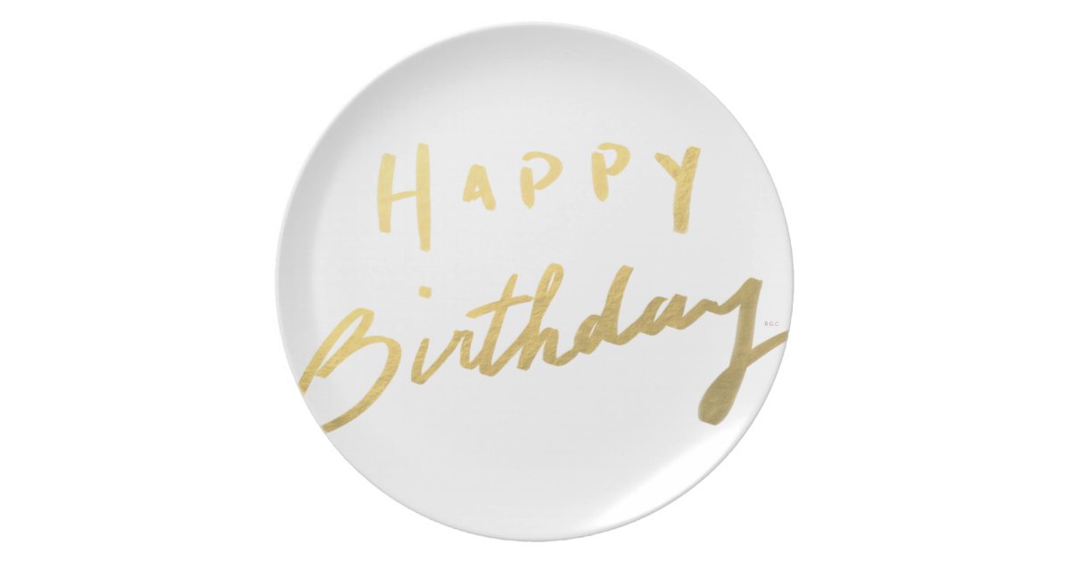 Classy Gold Happy Birthday Melamine Plate Zazzle