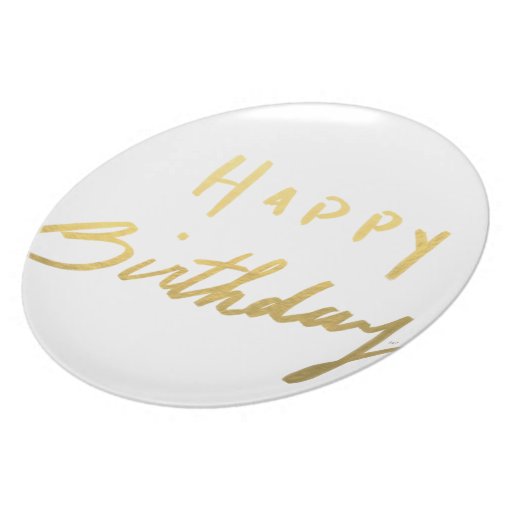Classy Gold Happy Birthday Melamine Plate Zazzle