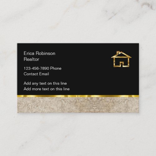 Classy Gold House Icon Realtor  Business Card