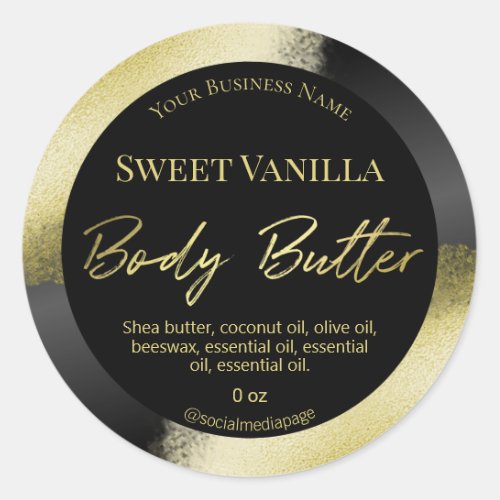 Classy Gold Ink Body Butter Labels