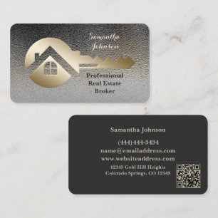 Classy Gold Key & Oxford Real Estate QR Code Business Card