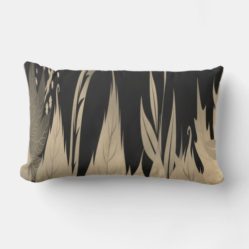 Classy Gold Leaf Design Lumbar Pillow