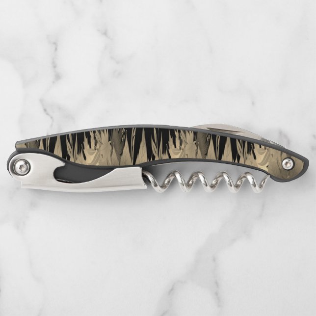 Classy Gold Leaf Design Waiter's Corkscrew (Front)