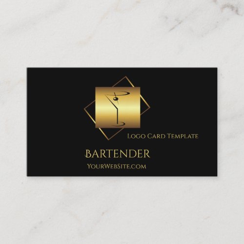 Classy gold martini bartender logo business card