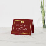 Classy Gold Minimalist Graduation Maroon Thank You Card