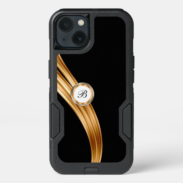 Classy Gold Monogram Emblem Design Otterbox iPhone Case (Back)