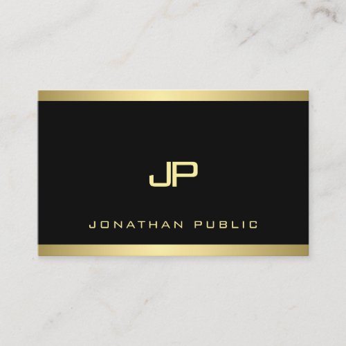 Classy Gold Monogram Plain Modern Professional Top Business Card