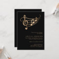 Classy Gold Music Notes Graduation Minimal Invitation | Zazzle
