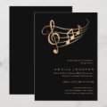 Classy Gold Music Notes Graduation Minimal Invitation | Zazzle