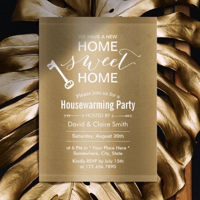 Classy Gold New Home Sweet Home Housewarming Party Invitation (Creator Uploaded)