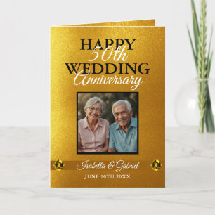 Classy Gold Parents Photo 50th Anniversary Card