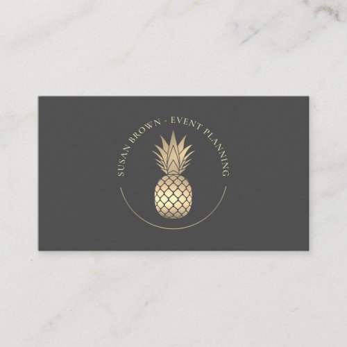 Classy Gold Pineapple Logo Business Card