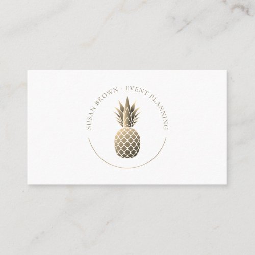 Classy Gold Pineapple Logo Business Card