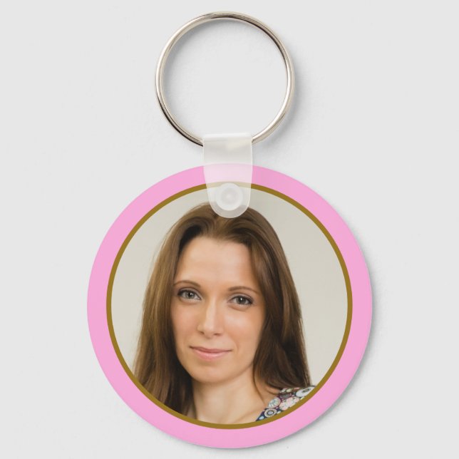Classy Gold Pink 50th Birthday Party Favors Photo Keychain (Back)