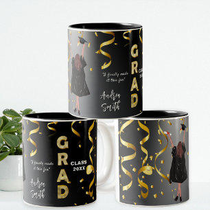 Classy Gold   Proud Girl Special Graduation Custom Two-Tone Coffee Mug