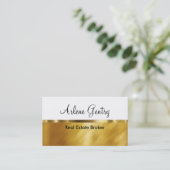 Classy Gold Real Estate Business Cards (Standing Front)