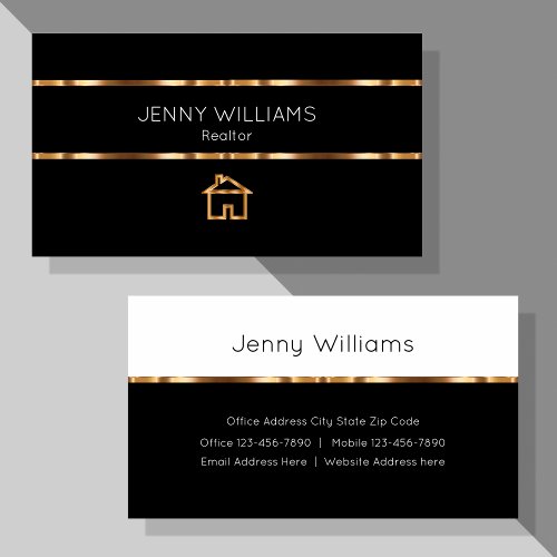 Classy Gold Real Estate House Theme Business Card
